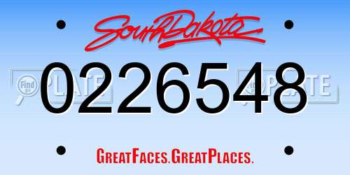 0226548 South Dakota License Plate