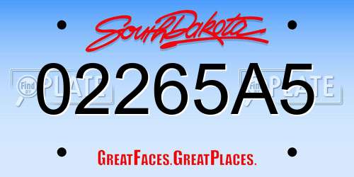 02265A5 South Dakota License Plate