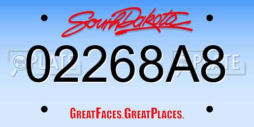 02268A8 South Dakota License Plate