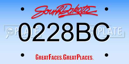 0228BC South Dakota License Plate