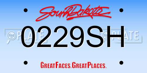 0229SH South Dakota License Plate