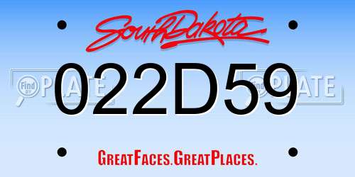 022D59 South Dakota License Plate