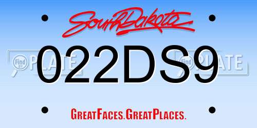 022DS9 South Dakota License Plate