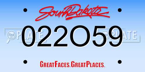 022O59 South Dakota License Plate