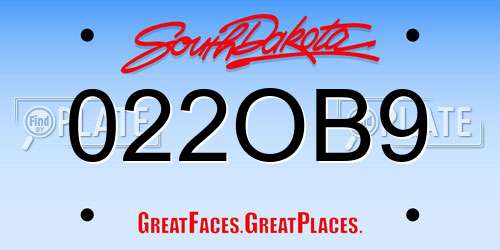 022OB9 South Dakota License Plate