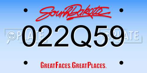 022Q59 South Dakota License Plate