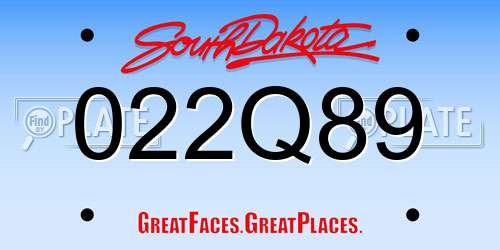 022Q89 South Dakota License Plate