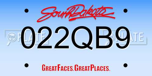 022QB9 South Dakota License Plate