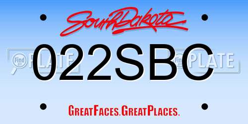 022SBC South Dakota License Plate