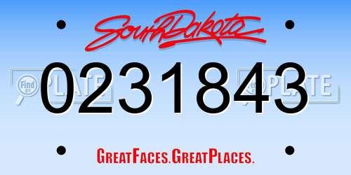 0231843 South Dakota License Plate