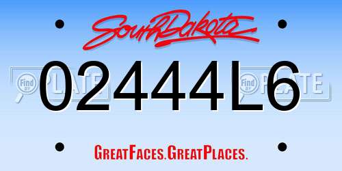 02444L6 South Dakota License Plate
