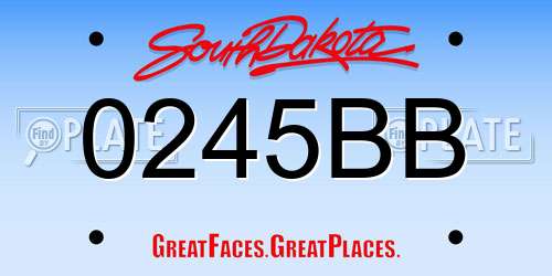 0245BB South Dakota License Plate