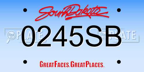 0245SB South Dakota License Plate