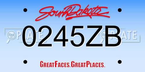 0245ZB South Dakota License Plate