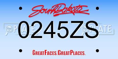 0245ZS South Dakota License Plate