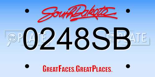 0248SB South Dakota License Plate