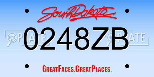 0248ZB South Dakota License Plate