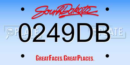 0249DB South Dakota License Plate