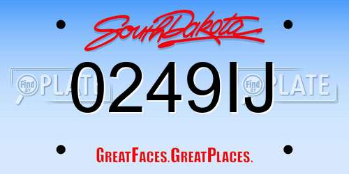 0249IJ South Dakota License Plate