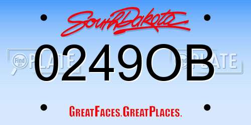 0249OB South Dakota License Plate