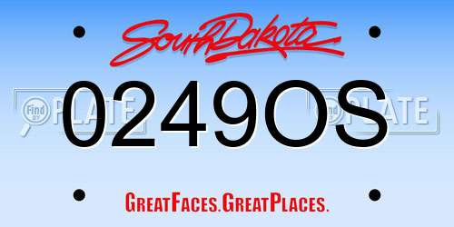 0249OS South Dakota License Plate