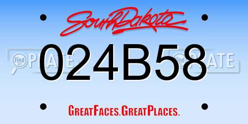 024B58 South Dakota License Plate