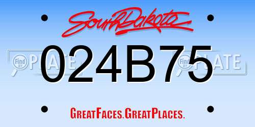 024B75 South Dakota License Plate