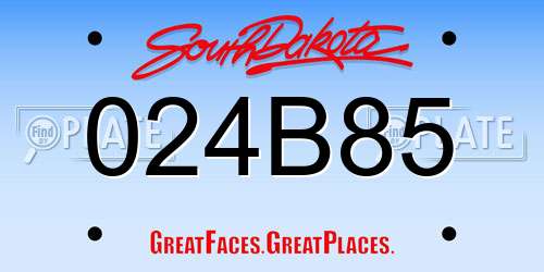 024B85 South Dakota License Plate