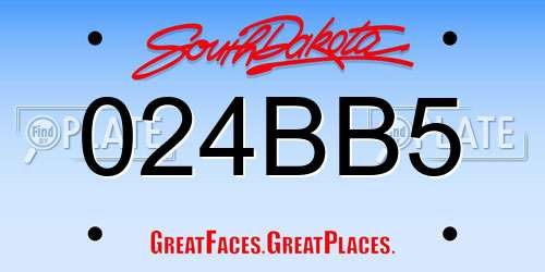 024BB5 South Dakota License Plate