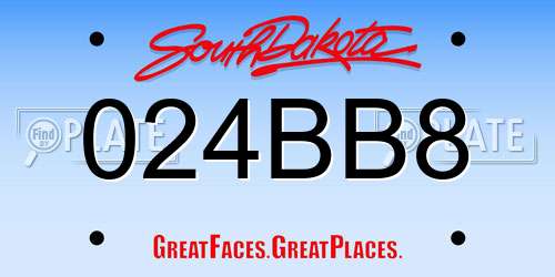 024BB8 South Dakota License Plate