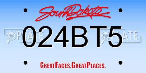 024BT5 South Dakota License Plate
