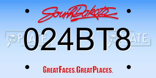 024BT8 South Dakota License Plate