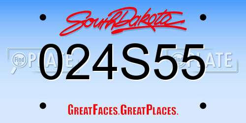 024S55 South Dakota License Plate