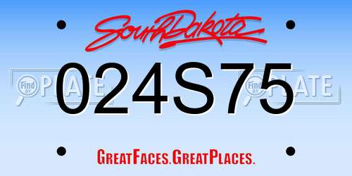 024S75 South Dakota License Plate