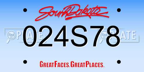 024S78 South Dakota License Plate