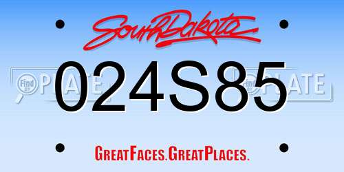 024S85 South Dakota License Plate
