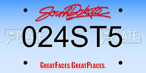 024ST5 South Dakota License Plate