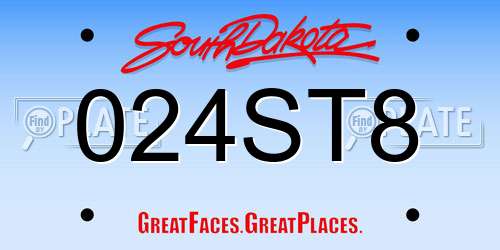 024ST8 South Dakota License Plate