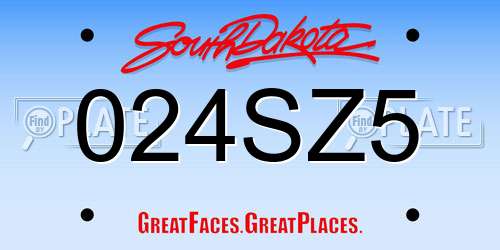 024SZ5 South Dakota License Plate