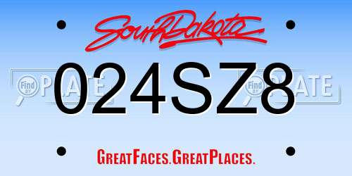 024SZ8 South Dakota License Plate