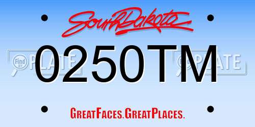 0250TM South Dakota License Plate