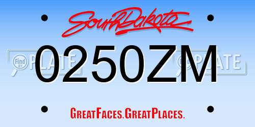 0250ZM South Dakota License Plate