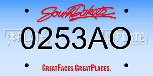 0253AO South Dakota License Plate