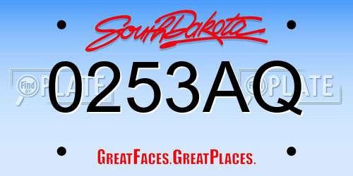 0253AQ South Dakota License Plate
