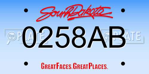 0258AB South Dakota License Plate