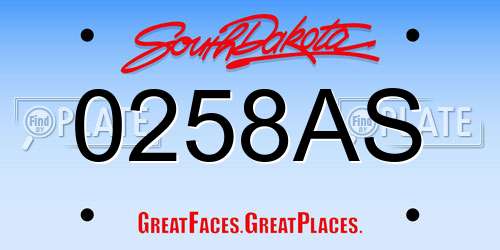 0258AS South Dakota License Plate
