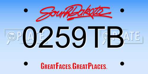 0259TB South Dakota License Plate