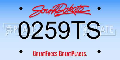 0259TS South Dakota License Plate