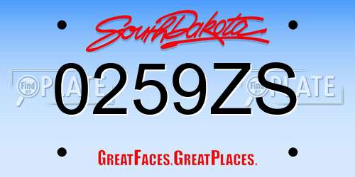 0259ZS South Dakota License Plate