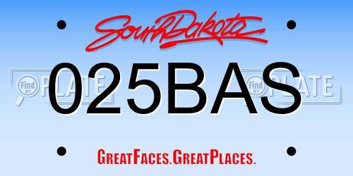 025BAS South Dakota License Plate